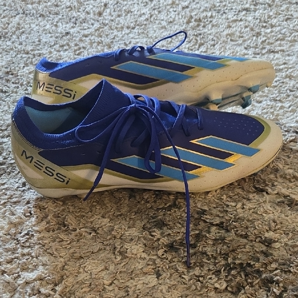 adidas Blue and Gold Messi Athletic Shoes